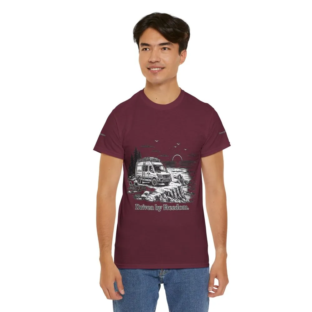 7056565087030775553_2048.jpeg Unisex Heavy Cotton Tee — ""Driven By Freedom" Design Minimal-Line