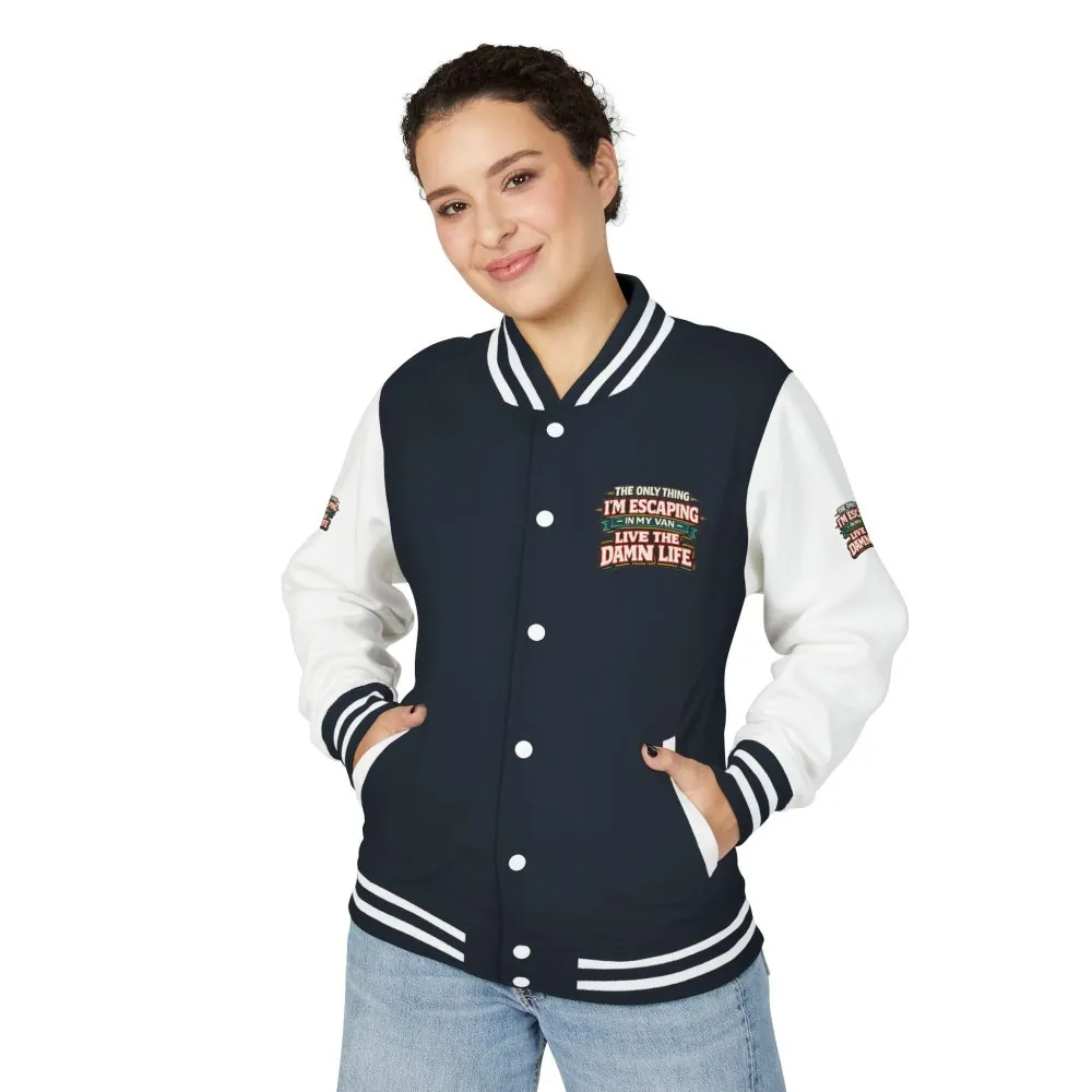 Unisex Heavyweight Letterman Jacket — "The Only Thing I´m Escaping" Design F**K-Line