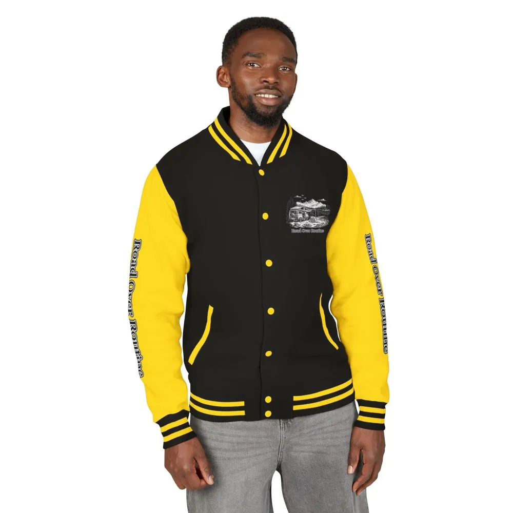 7059776400512261170_2048.jpeg Unisex Heavyweight Letterman Jacket — "Road Over Routine" Travel Varsity Coat