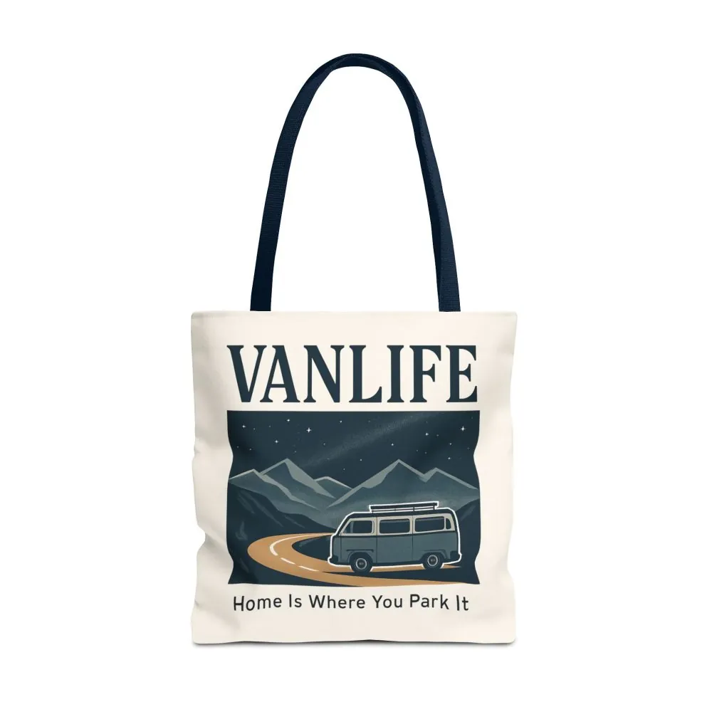 7062328847502115426_2048.jpeg Vanlife Tote Bag — "Vanlife - Home Is Where You Park It" Campervan Beach/Adventure Tote