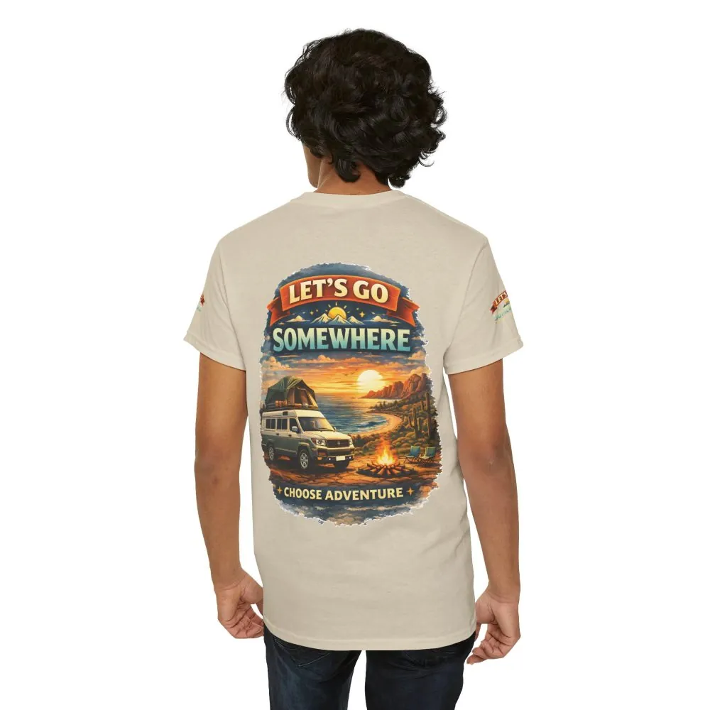 7064246004581694893_2048.jpeg Unisex Heavy Cotton Tee — "Lets Go Somewhere" Design Scenic-Line