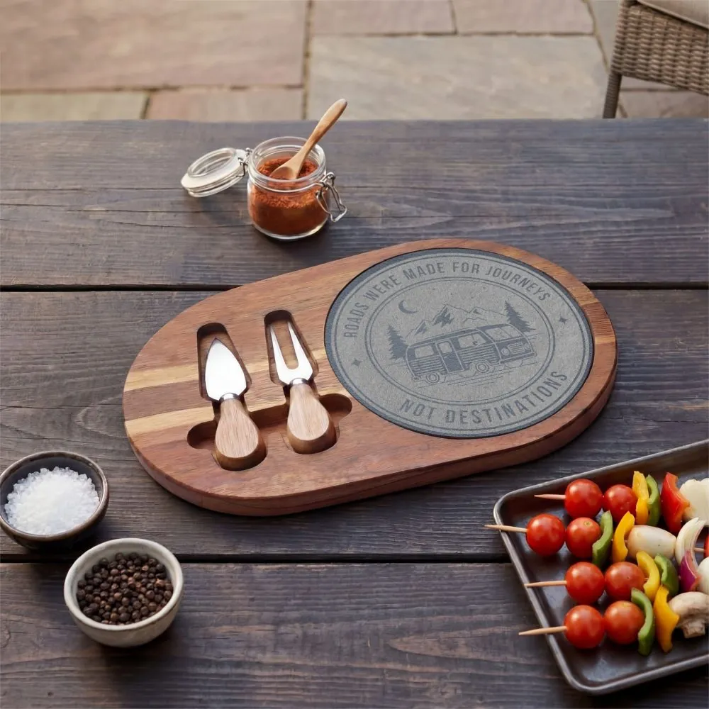 7067636083052456912_2048.jpeg Engraved Charcuterie Board - "ROAD WHERE MADE FOR JOURNEYS-NOT DESTINATIONS" (4 Variants Available)