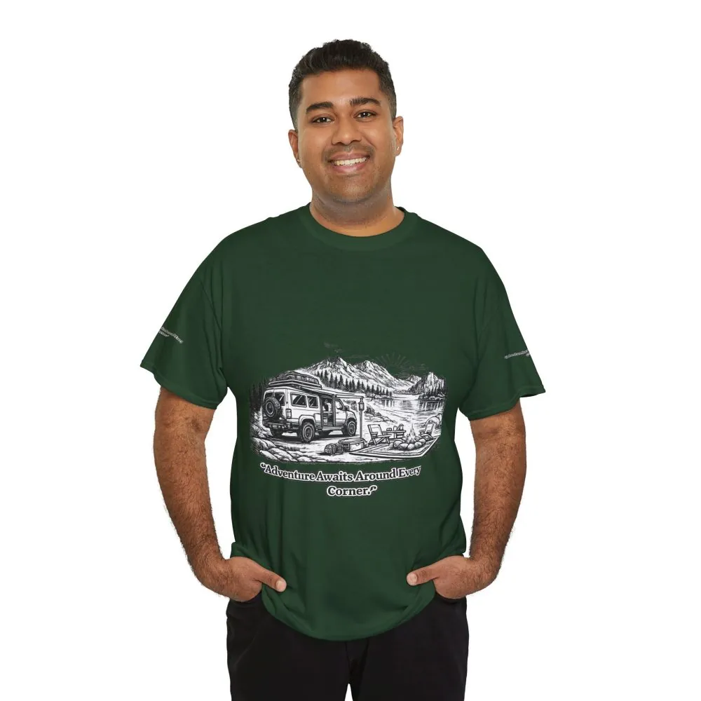 7088142474297914744_2048.jpeg Unisex Heavy Cotton Tee — "Adventure Awaits Around Every Corner" Design Minimal-Line