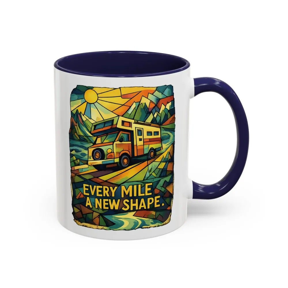 Accent Coffee Mug (11, 15oz) — "Every Mile A New Shape" Design Cubic-Line
