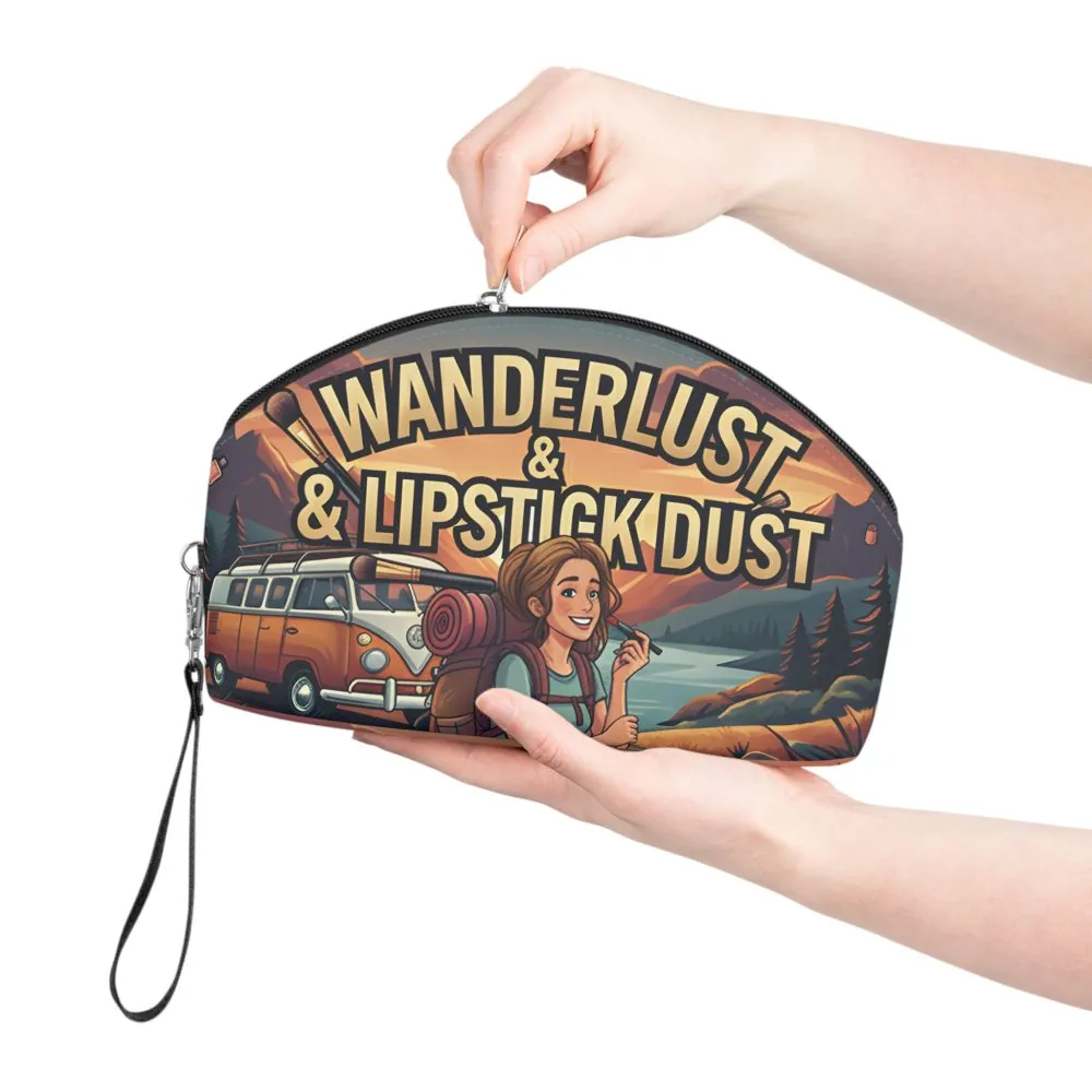 Makeup Bag — "Wanderlust - Lipstick Dust" campervan quoted
