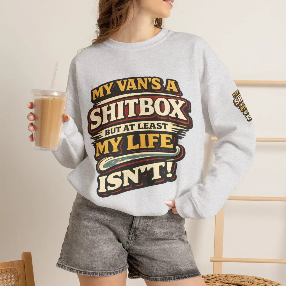 Unisex Heavy Blend™ Crewneck Sweatshirt — "My Van`s A Shitbox" Design F**K-Line