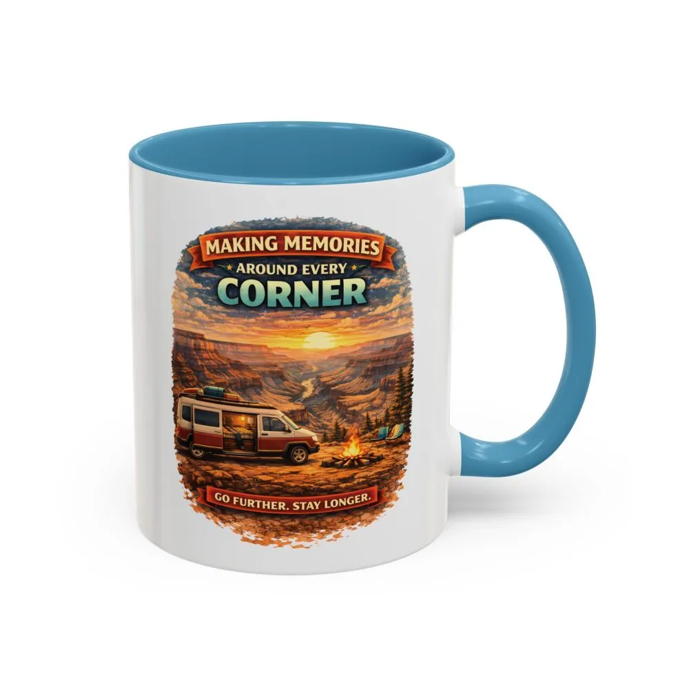 Accent Coffee Mug (11, 15oz) — "Making Memories Around Every Corner" Design Scenic-Line