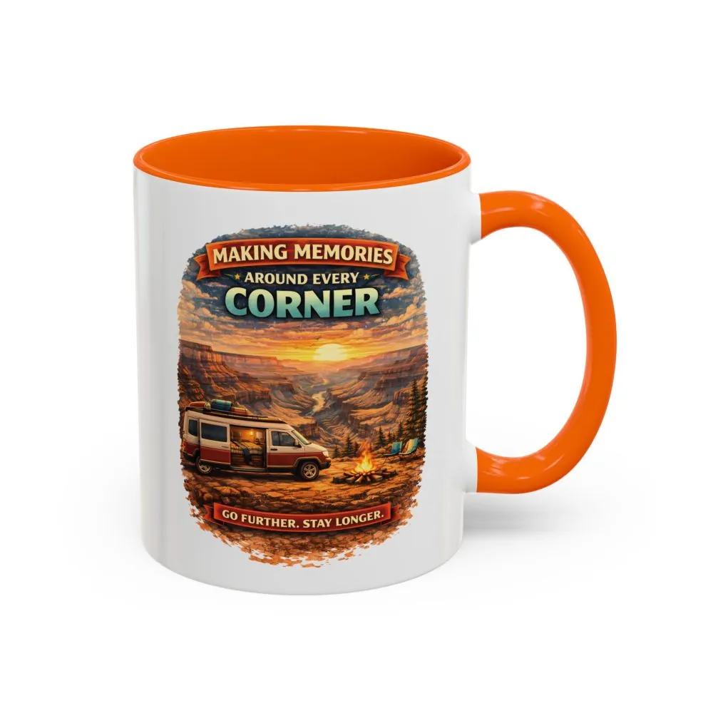 Accent Coffee Mug (11, 15oz) — "Making Memories Around Every Corner" Design Scenic-Line