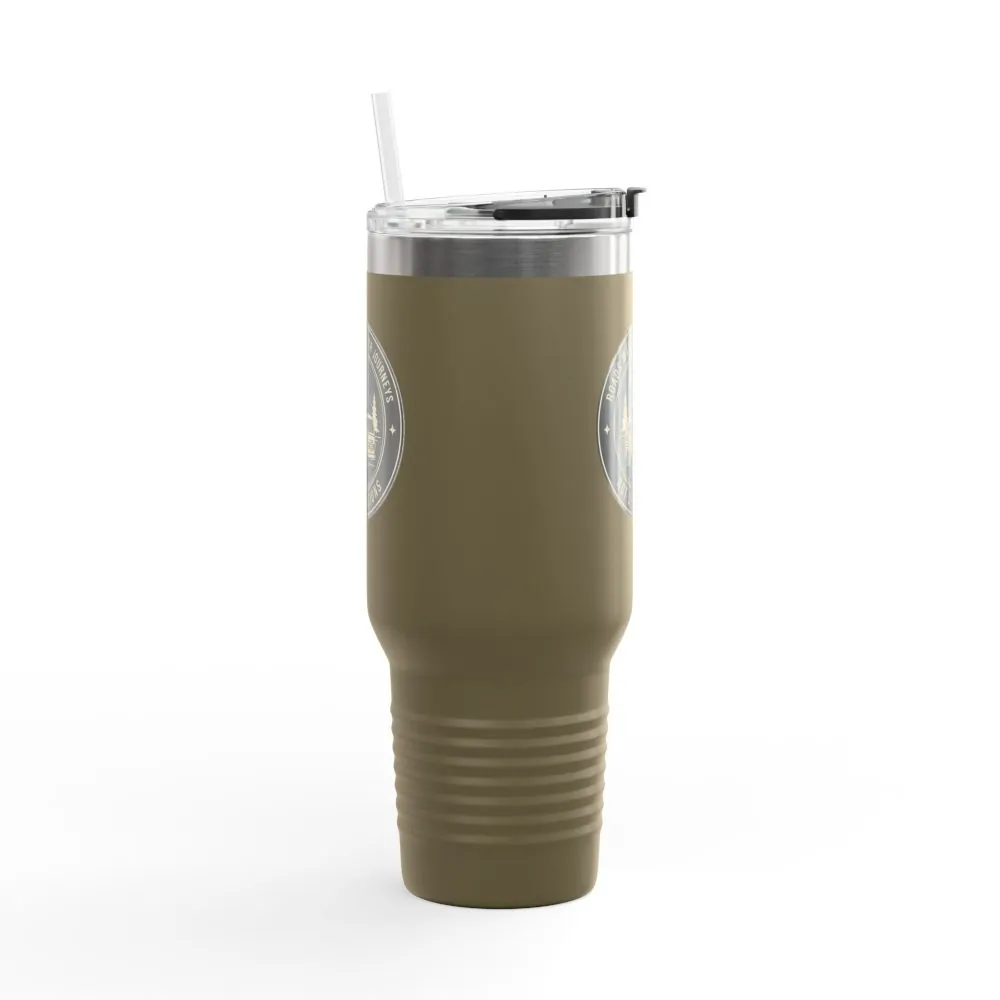 7153433697104874632_2048.jpeg Insulated Travel Mug -'ROAD WHERE MADE FOR JOURNEYS-NOT DESTINATIONS' (40oz ) – Retro Camper Design, Keep Drinks Hot or Cold