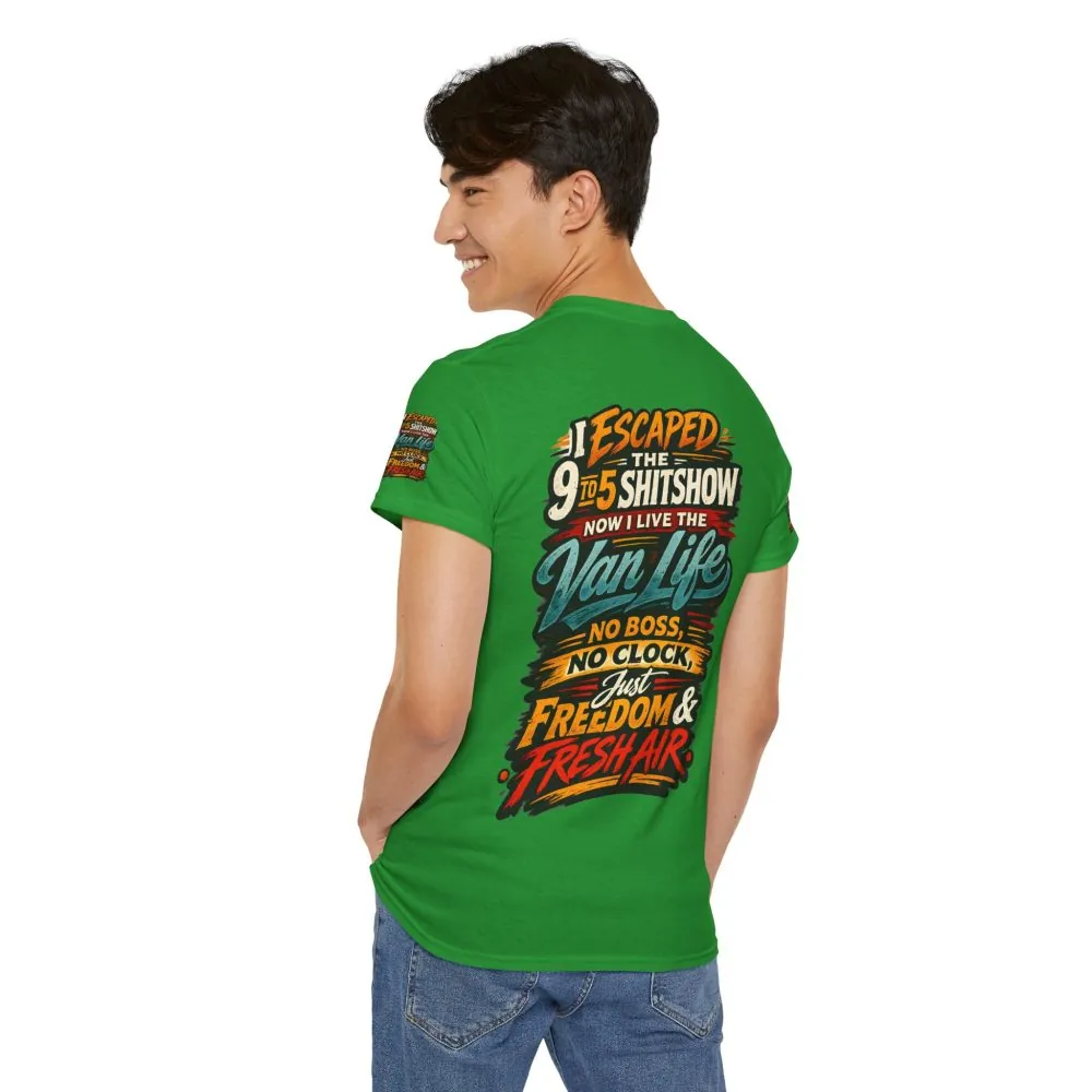 Unisex Heavy Cotton Tee — "I Escaped The 9 To 5" Design F**K-Line