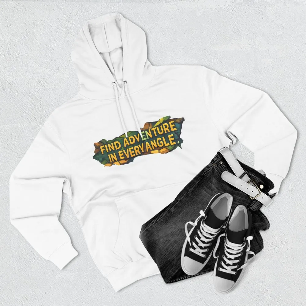 7160951222748341623_2048.jpeg Three-Panel Fleece Hoodie - "Find Adventure In Every Corner" Design Cubic-Line