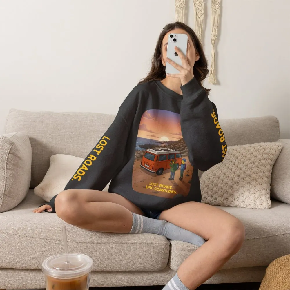 7161708140204545293_2048.jpeg Unisex Heavy Blend™ Crewneck Sweatshirt — "Lost Roads Epic Coastlines" Design Sitcom-Line