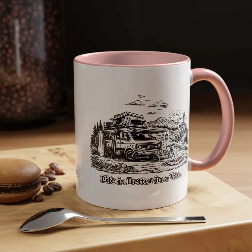 Accent Coffee Mug (11, 15oz) — "Life Is Better In A Van" Design Minimal-Line