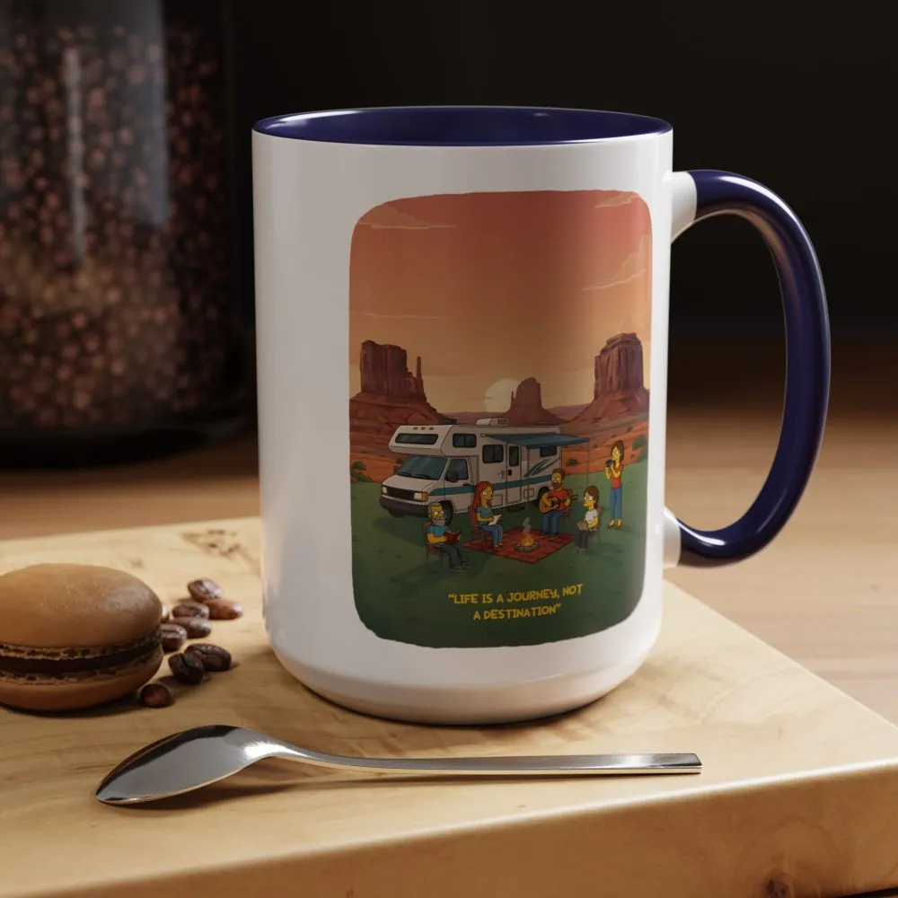 Accent Coffee Mug (11, 15oz) — "Life Is A Journey-Not A Destination" Design Sitcom-Line