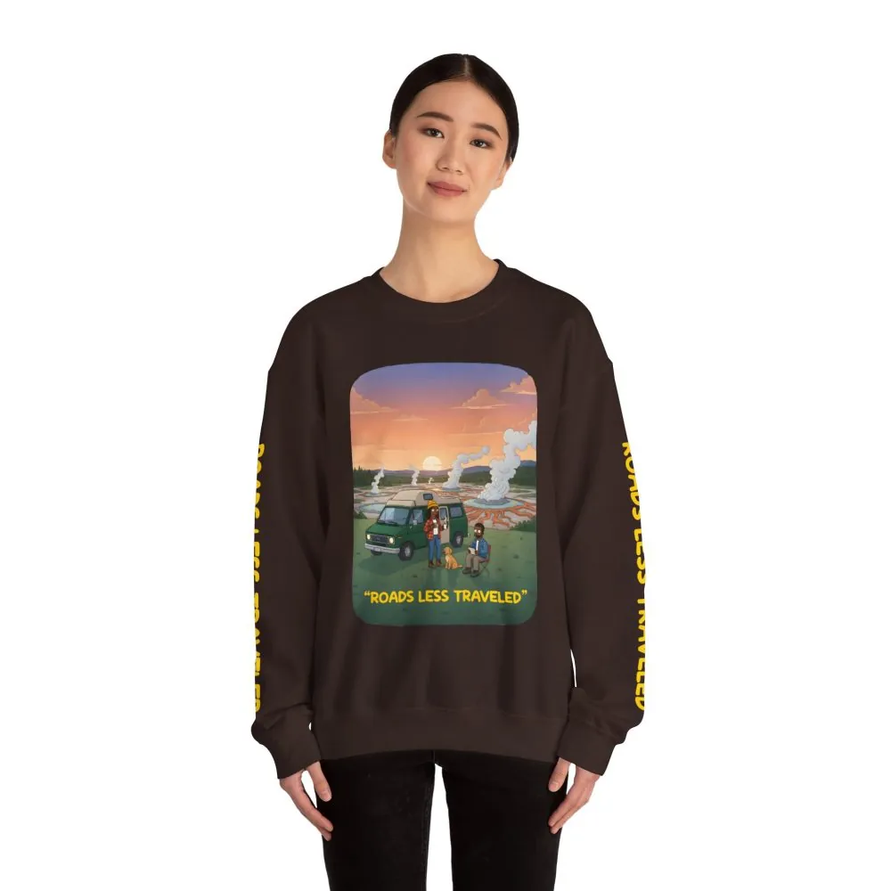 7192198890655086917_2048.jpeg Unisex Heavy Blend™ Crewneck Sweatshirt — "Roads Less Traveled" Design Sitcom-Line