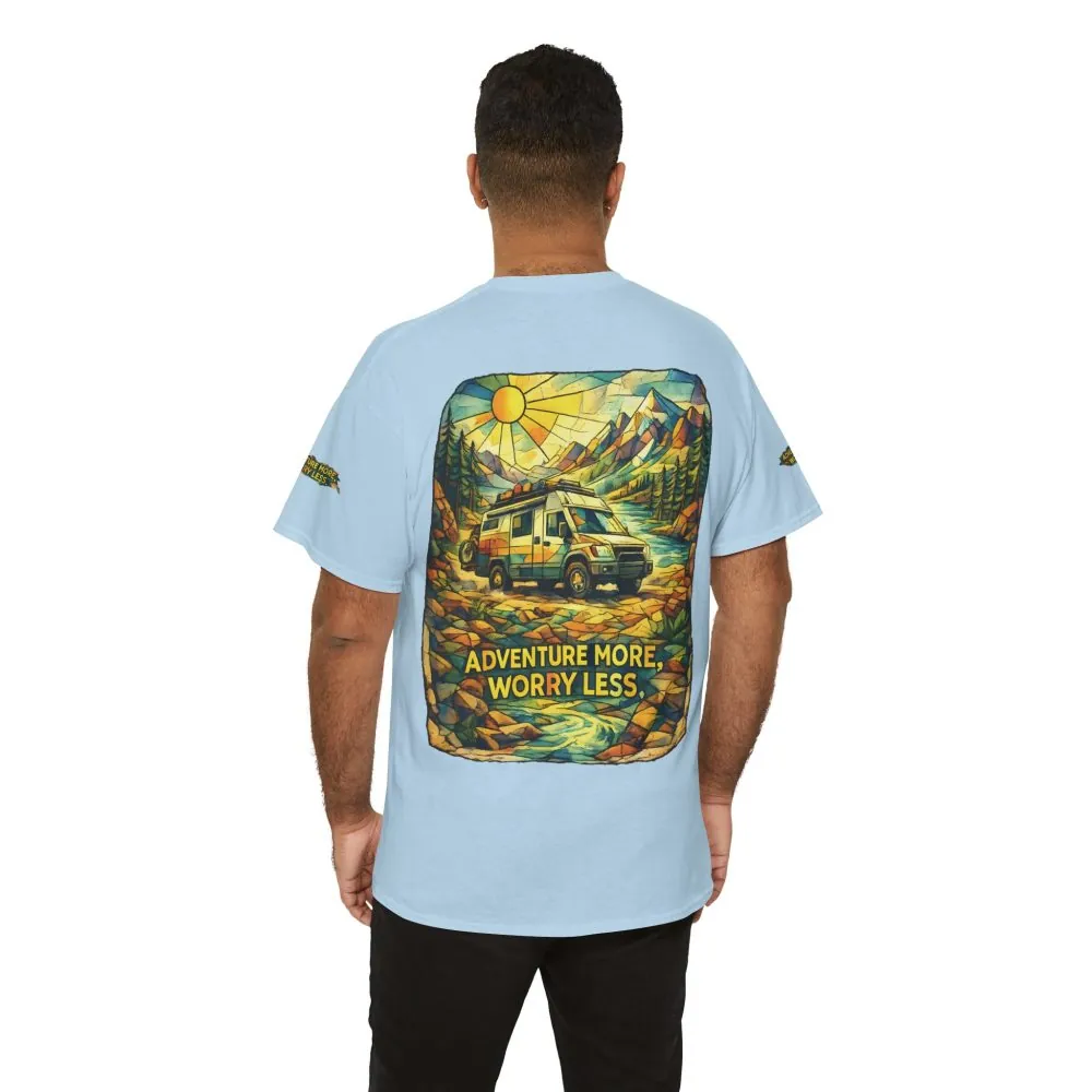 7192845752790594738_2048.jpeg Unisex Heavy Cotton Tee — "Adventure More Worry Less" Design Cubic-Line