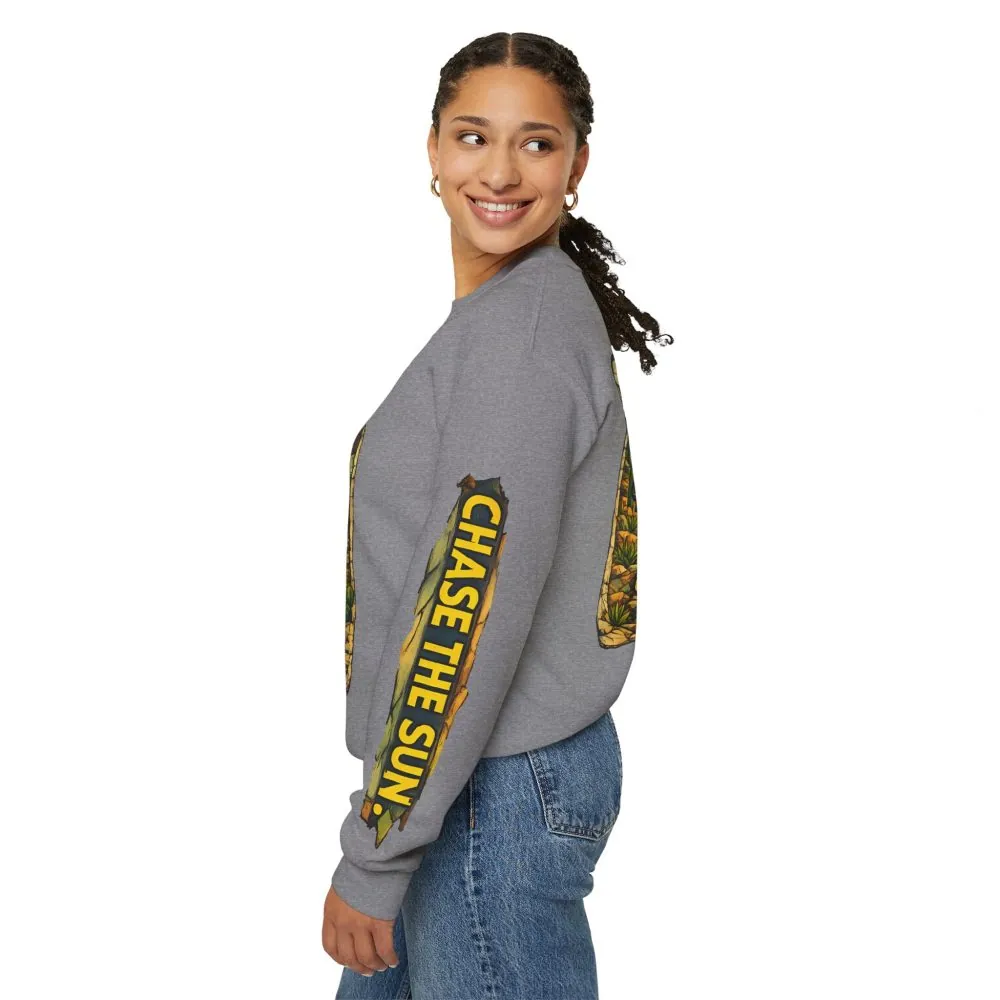 7197415758527626396_2048.jpeg Unisex Heavy Blend™ Crewneck Sweatshirt — "Chase The Sun" Design Cubic-Line