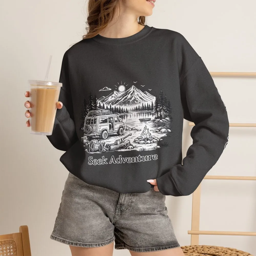 7200714635788055363_2048.jpeg Unisex Heavy Blend™ Crewneck Sweatshirt — "Seek Adventure" Design Minimal-Line