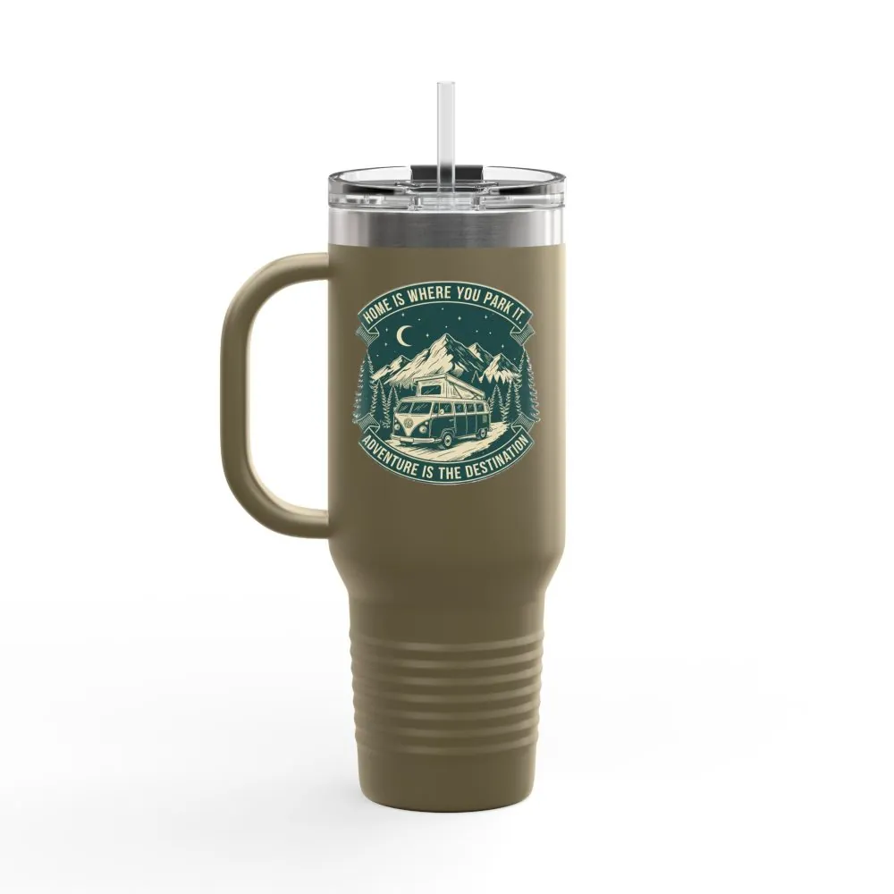 7206714105038191781_2048.jpeg Insulated Travel Mug - "Home Is Where You Park It-Adventure is the destination" (40oz) – Retro Camper Design, Keep Drinks Hot or Cold