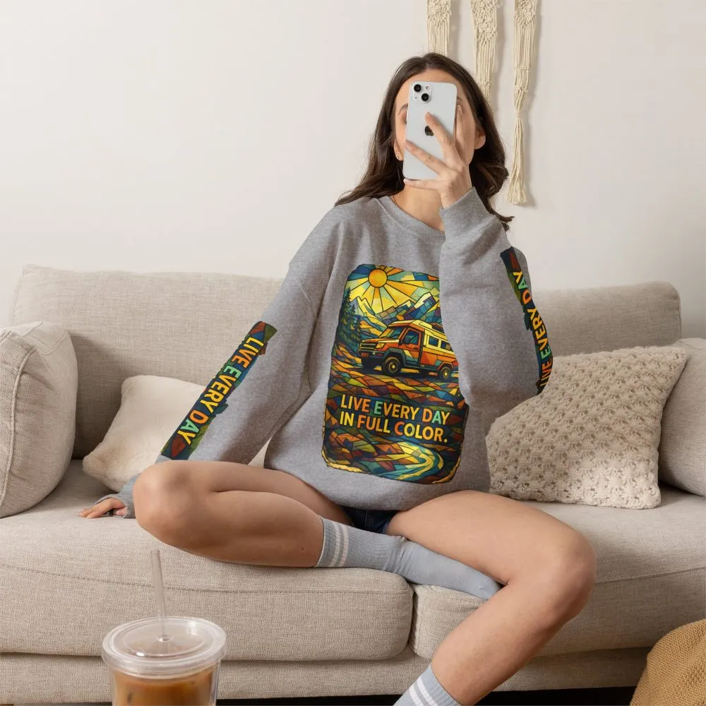 7211709944990018496_2048.jpeg Unisex Heavy Blend™ Crewneck Sweatshirt — "Live Every Day InFull Color" Design Cubic-Line