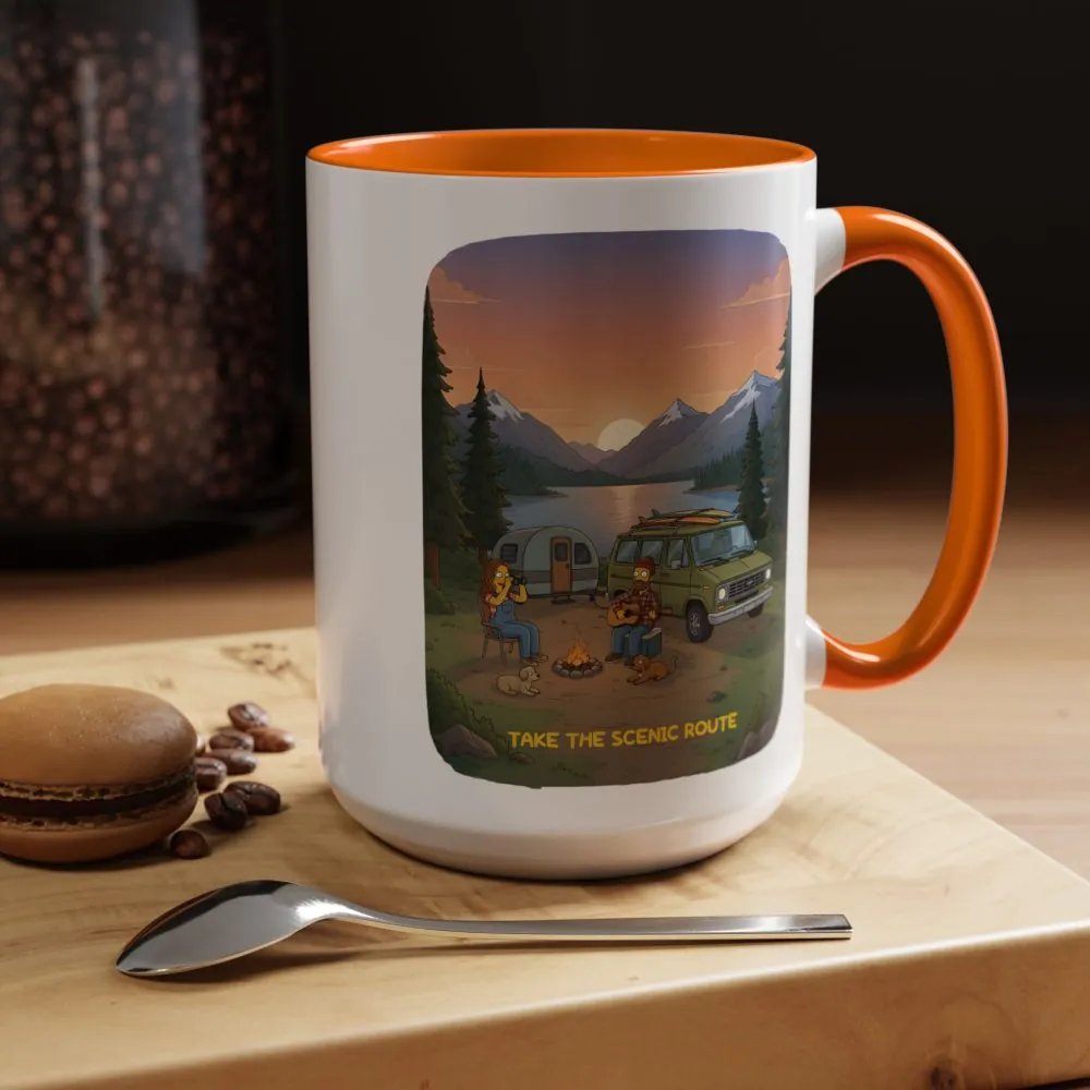Accent Coffee Mug (11, 15oz) — "Take The Scenic Route" Design Sitcom-Line