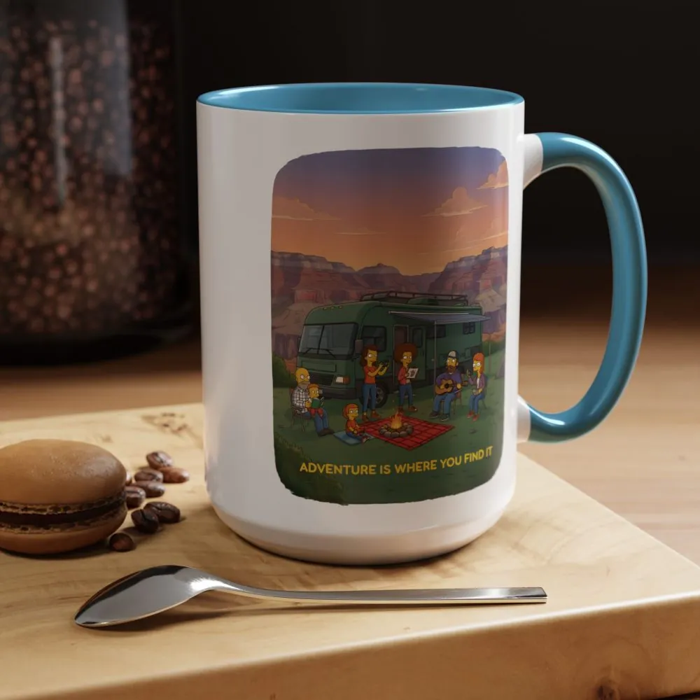 Accent Coffee Mug (11, 15oz) — "Adventure Is Where You Find It" Design Sitcom-Line