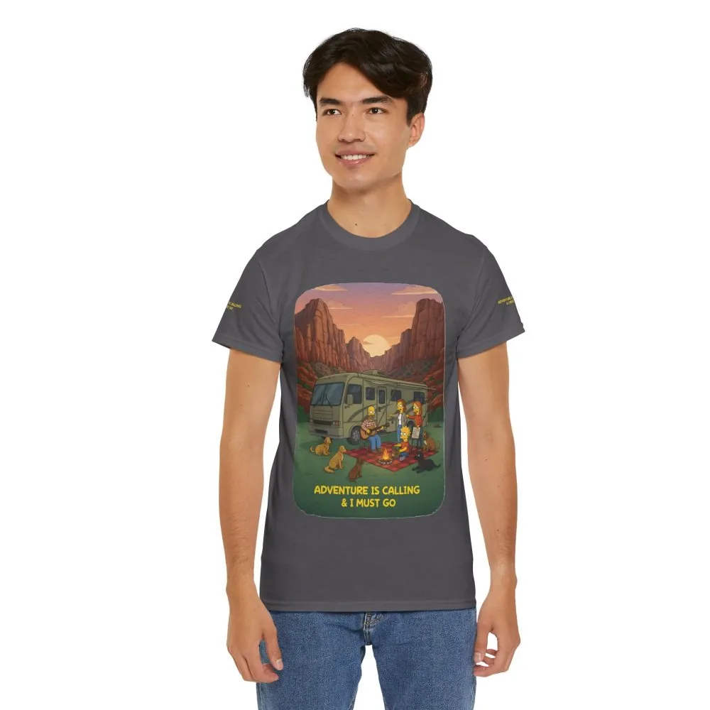 7224767073738225606_2048.jpeg Unisex Heavy Cotton Tee — "Adventure Is Calling-I Must Go" Design Sitcom-Line
