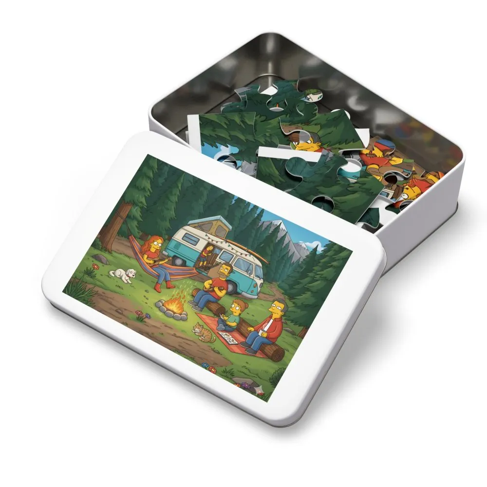 Jigsaw Puzzle with Tin — Scenic Campervan Campfire
