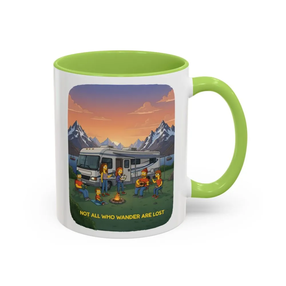 Accent Coffee Mug (11, 15oz) — "Not All Who Wander Are Lost" Design Sitcom-Line