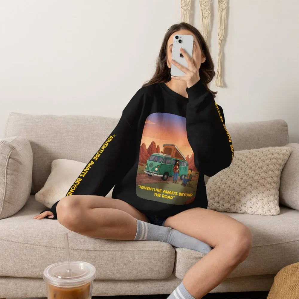 723541852437646807_2048.jpeg Unisex Heavy Blend™ Crewneck Sweatshirt — "Adventure Awaits Beyond The Road" Design Sitcom-Line