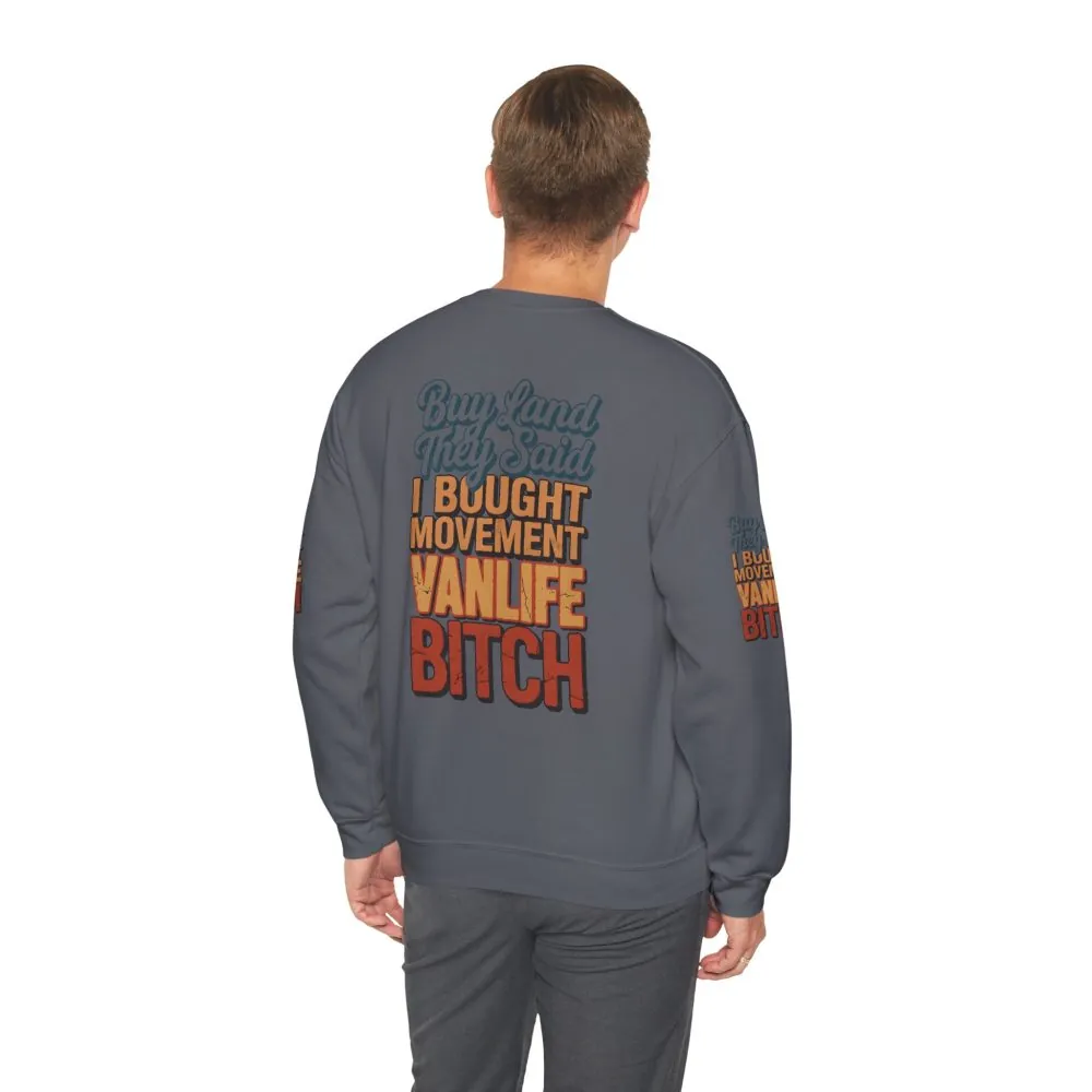 7251698028517380780_2048.jpeg Unisex Heavy Blend™ Crewneck Sweatshirt — "Buy Land They Said" Design F**K-Line