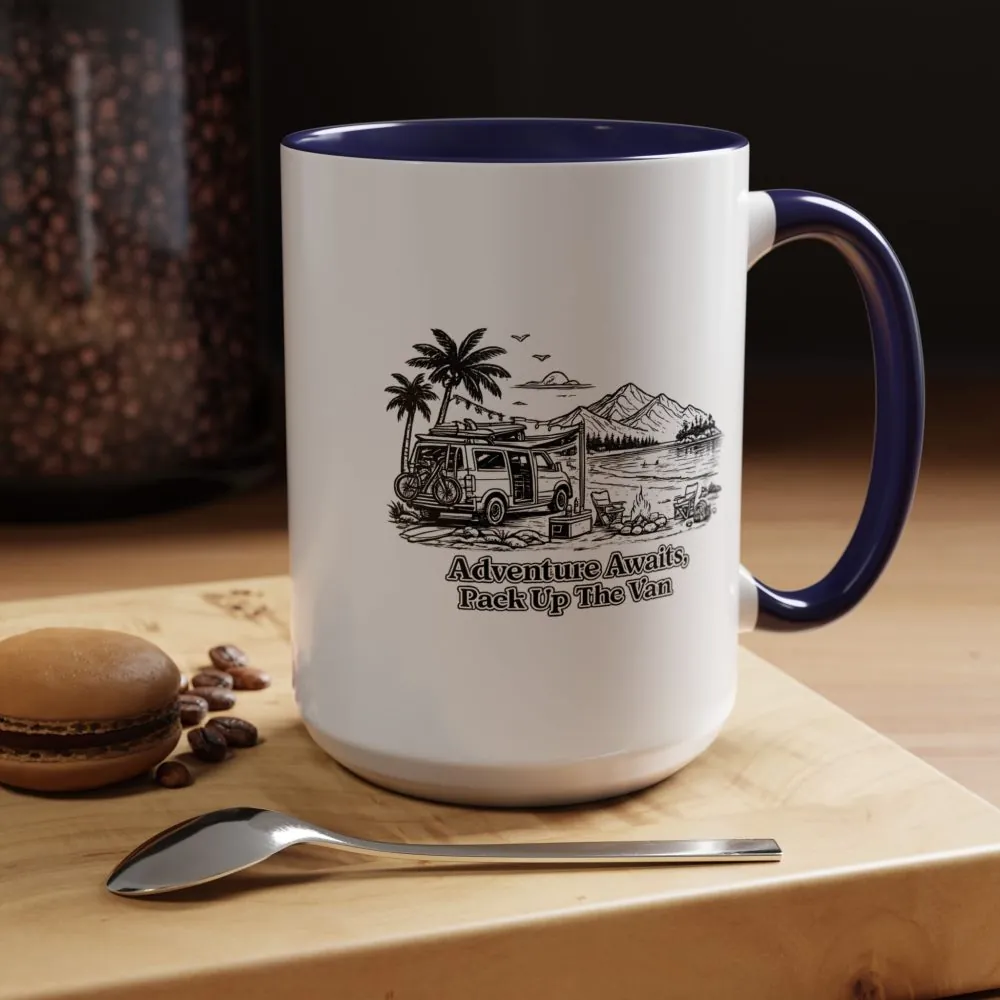 7254651699596385325_2048.jpeg Accent Coffee Mug (11, 15oz) — "Adventure Awaits,Pack Up The Van" Design Minimal-Line
