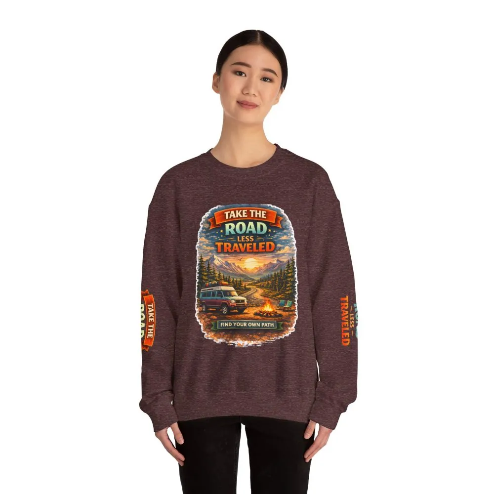 7258133376134374582_2048.jpeg Unisex Heavy Blend™ Crewneck Sweatshirt — "Take The Road Less Traveled" Design Scenic-Line