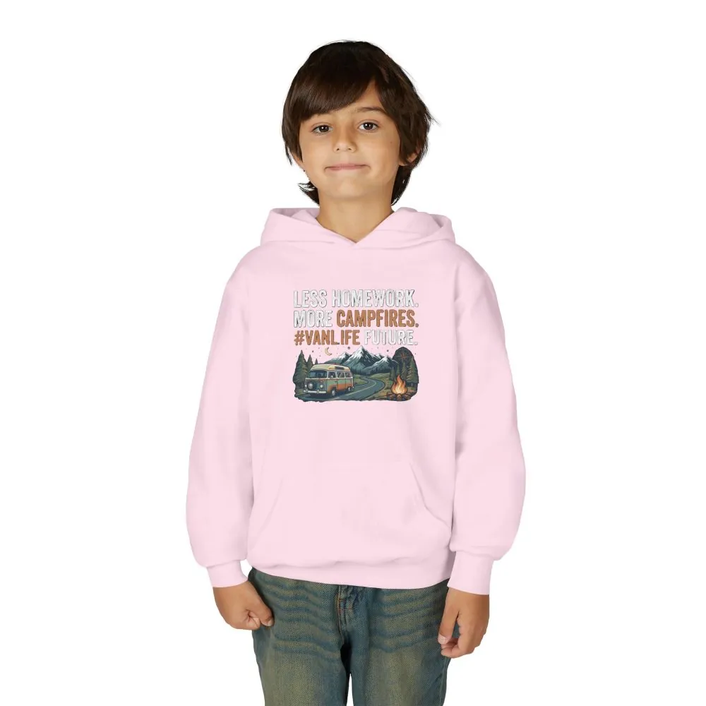 7260900906475965382_2048.jpeg Youth Hoodie(Gildan) – Less Worry, More Campfires #VanLife Adventure Pullover