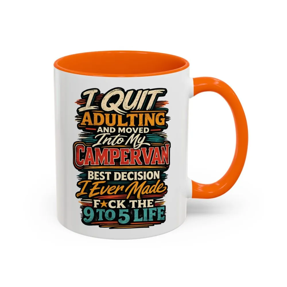 Accent Coffee Mug (11, 15oz) — "I Quit Adulting" Design F**K-Line
