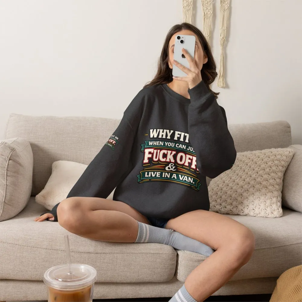 Unisex Heavy Blend™ Crewneck Sweatshirt — "Why Fit In" Design F**K-Line