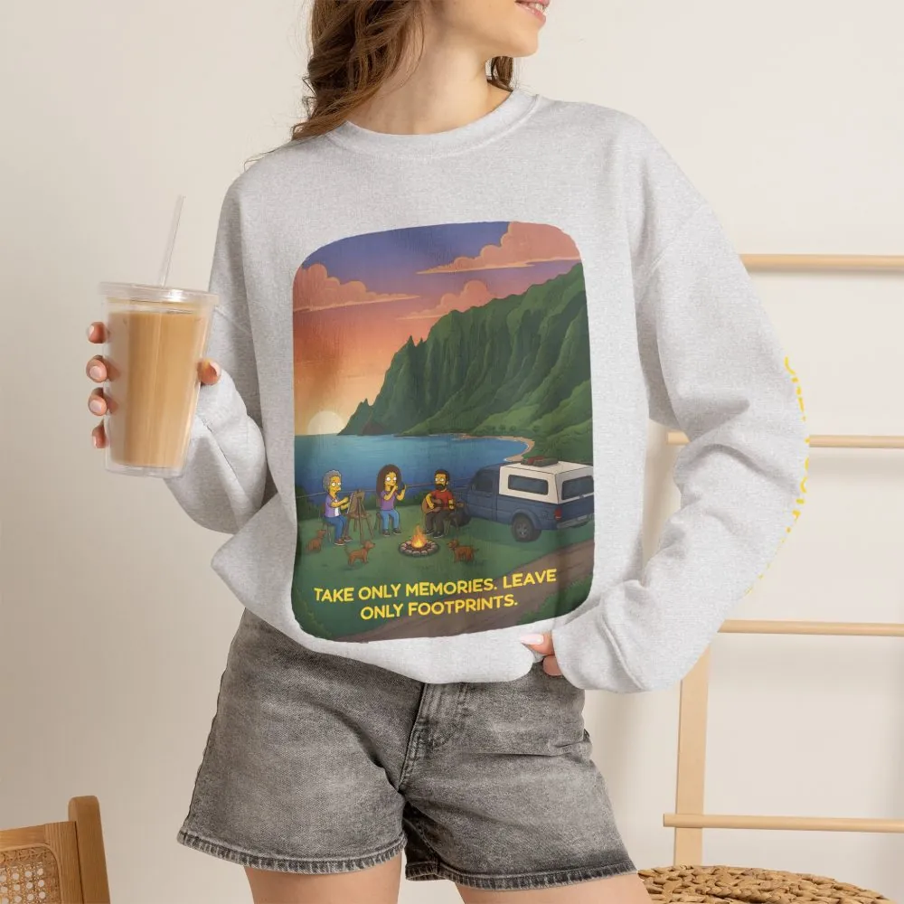 7290762109919229219_2048.jpeg Unisex Heavy Blend™ Crewneck Sweatshirt — "Take Only Memories-Leave Only Footprints" Design Sitcom-Line