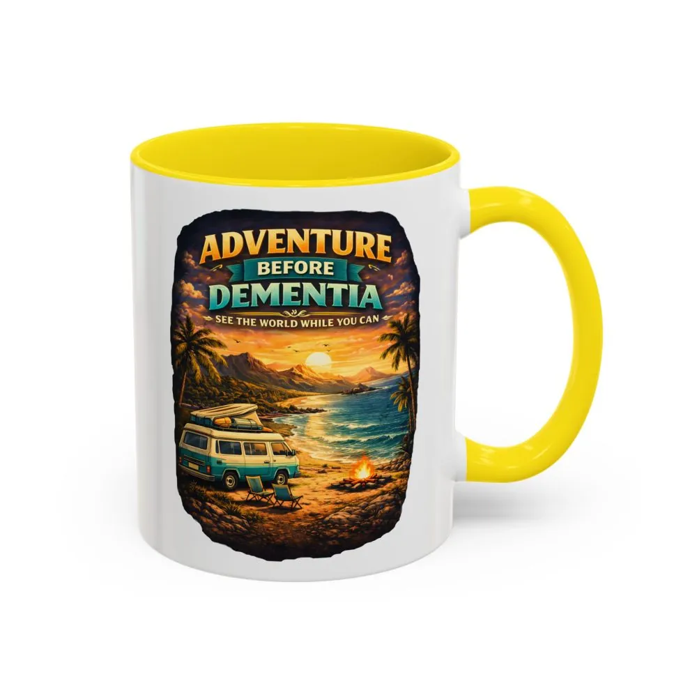 Accent Coffee Mug (11, 15oz) — "Adventure Before Dementia" Design Scenic-Line