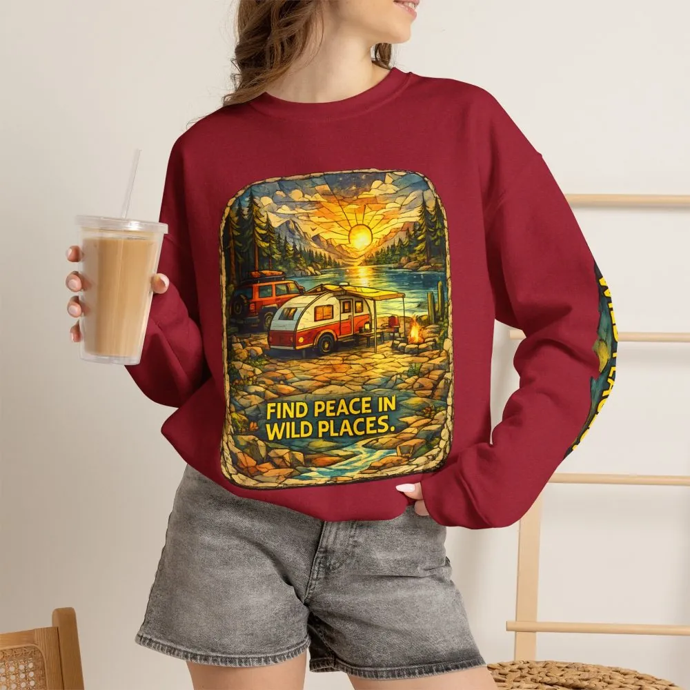 7311579334872147979_2048.jpeg Unisex Heavy Blend™ Crewneck Sweatshirt — "Find Peace In Wild Places" Design Cubic-Line