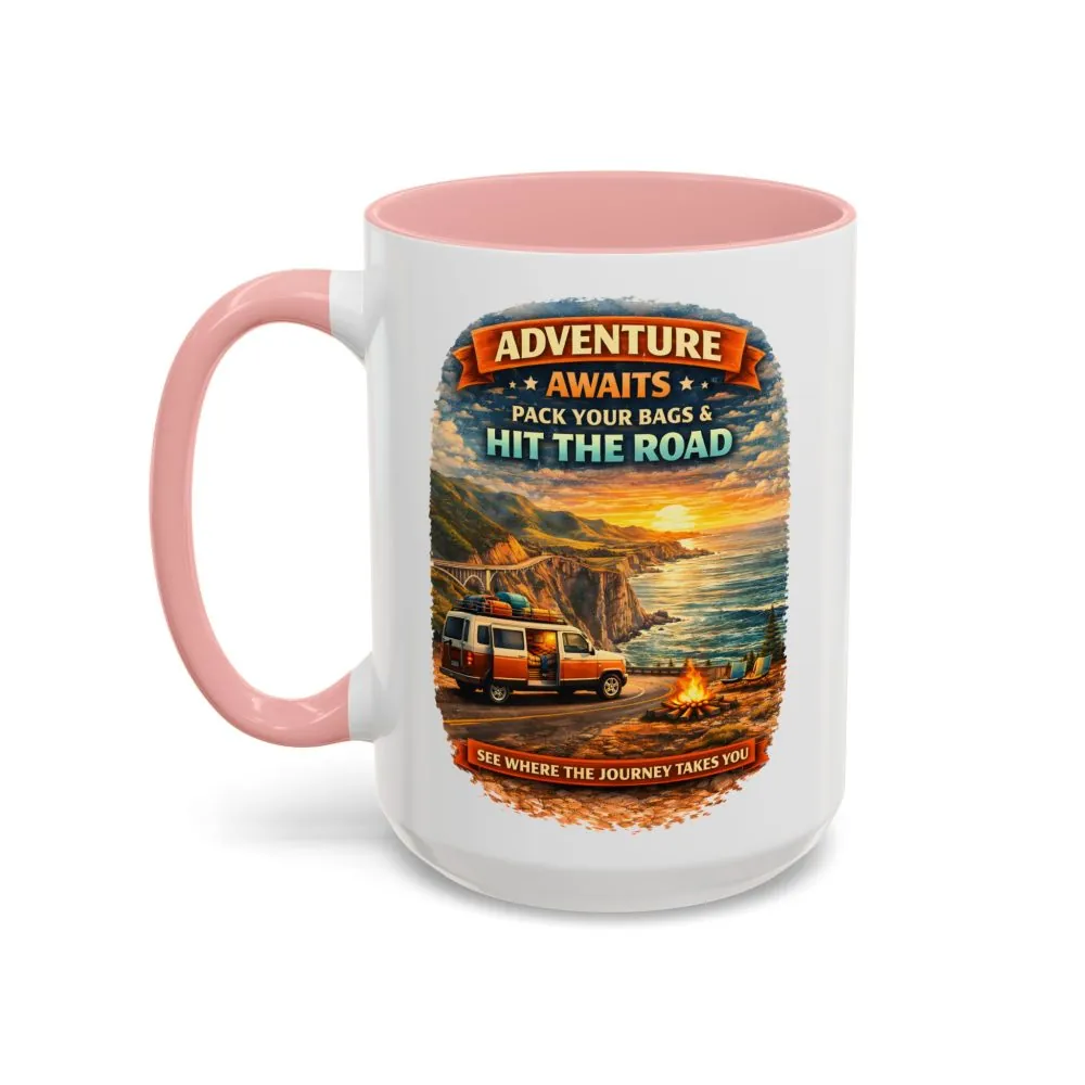 7313512862500709467_2048.jpeg Accent Coffee Mug (11, 15oz) — "Adventure Awaits-Pack Your Bags" Design Scenic-Line