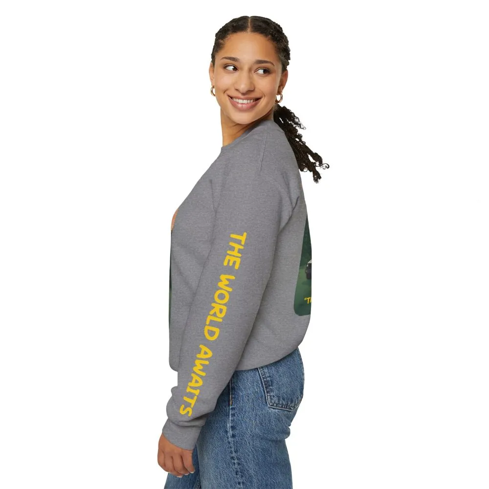7317230846675942939_2048.jpeg Unisex Heavy Blend™ Crewneck Sweatshirt — "The World Awaits" Design Sitcom-Line