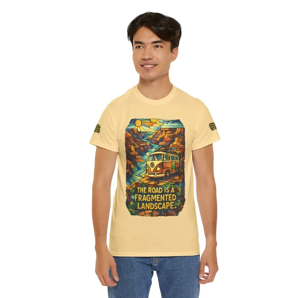 7324365751094151985_2048.jpeg Unisex Heavy Cotton Tee — "The Road Is A Fragmented Landscape" Design Cubic-Line