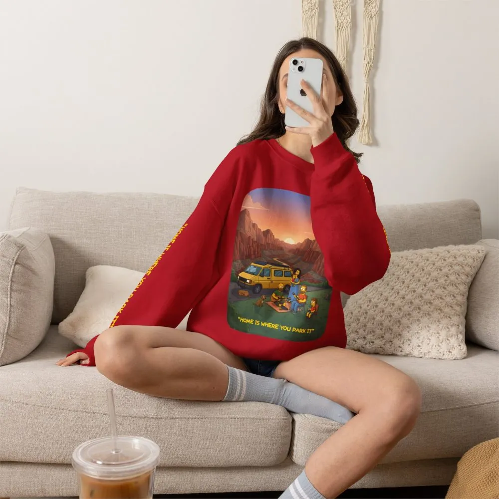 7359026581303709801_2048.jpeg Unisex Heavy Blend™ Crewneck Sweatshirt — "Home Is Where You Park It" Design Sitcom-Line