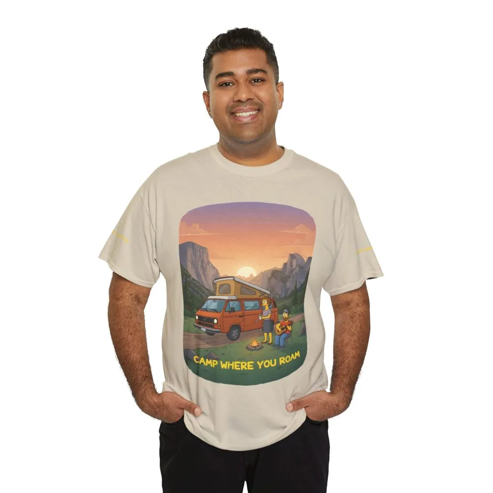 Unisex Heavy Cotton Tee — "Camp Where You Roam" Design Sitcom-Line