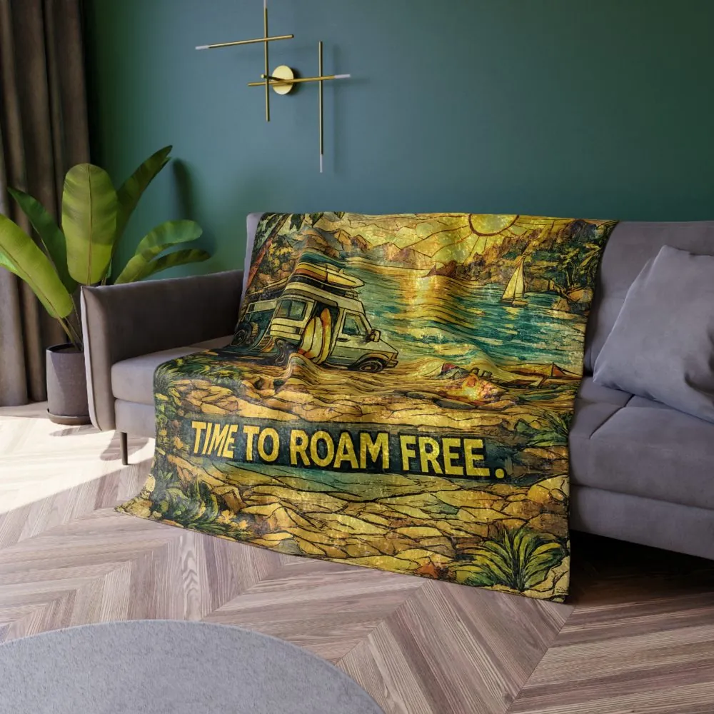 7368066278673512155_2048.jpeg Crushed Velvet Blanket —"Time To Roam Free" Design Cubic-Line (Campervan)