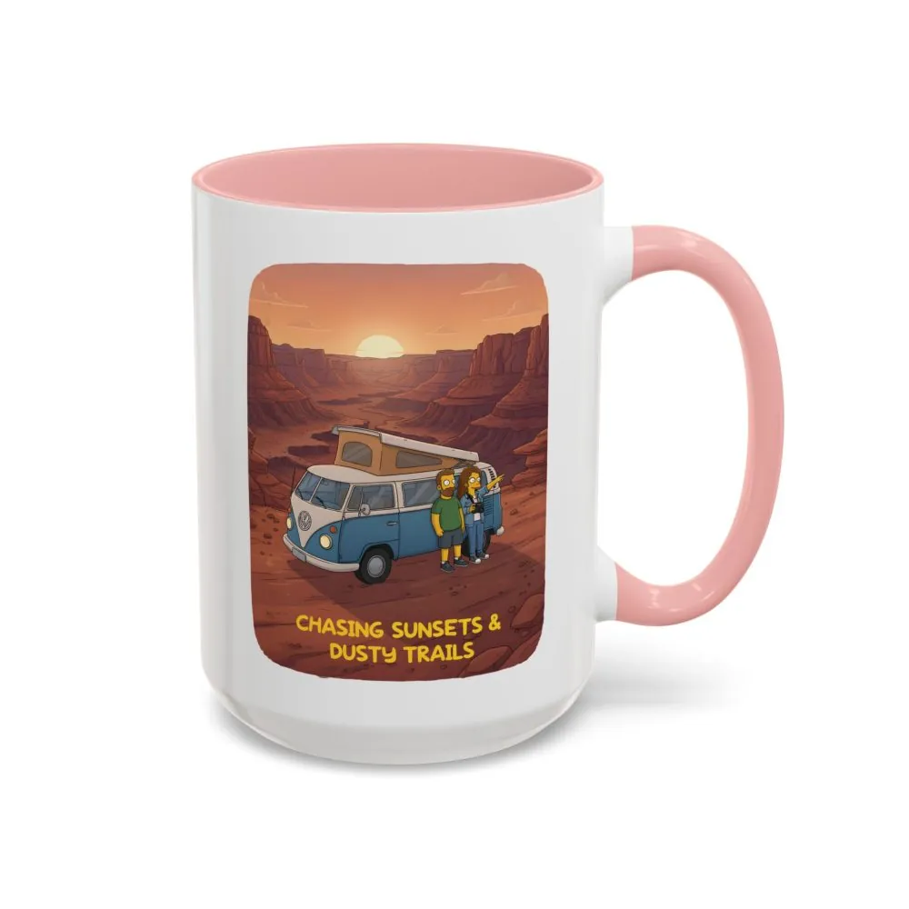 7368348744383794402_2048.jpeg Accent Coffee Mug (11, 15oz) — "Chasing Sunsets And Dusty Trails" Design Sitcom-Line