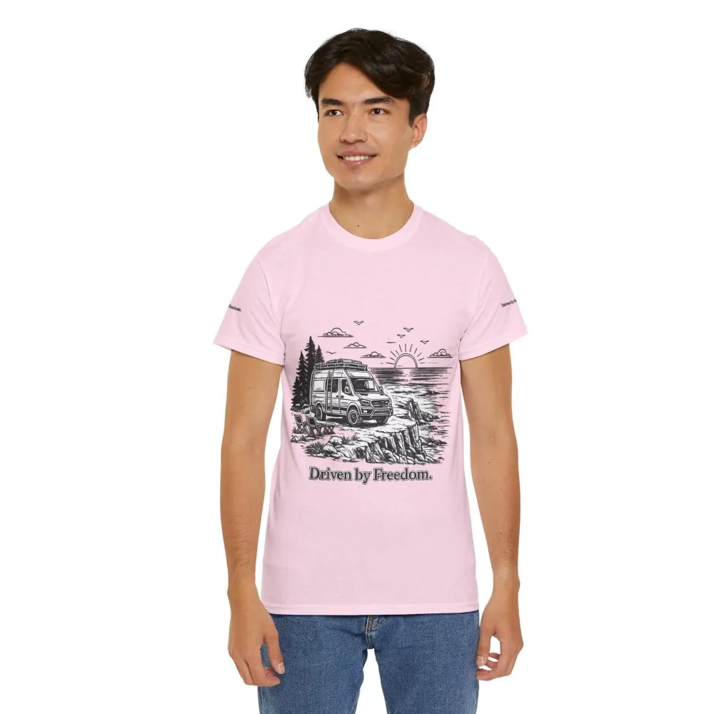 7371927212666230339_2048.jpeg Unisex Heavy Cotton Tee — ""Driven By Freedom" Design Minimal-Line