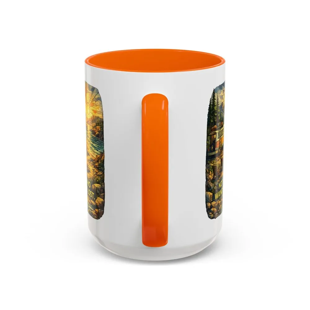 Accent Coffee Mug (11, 15oz) — "Not All Who Wander Are Lost" Design Cubic-Line
