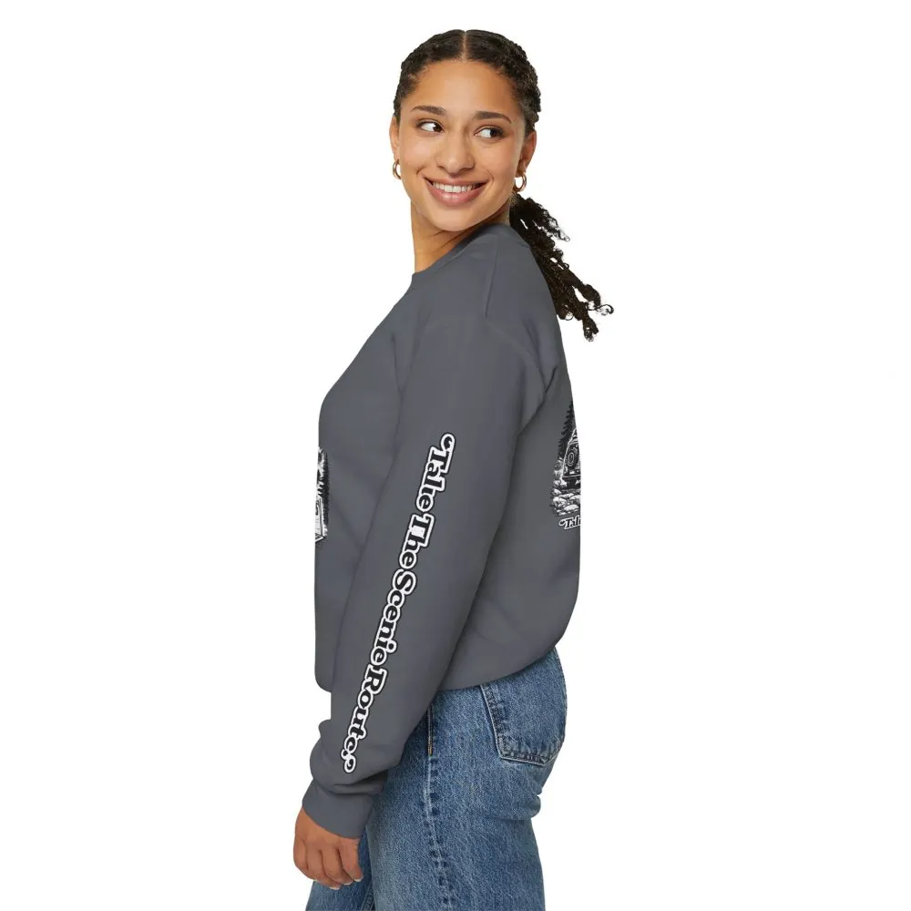 7377148078204744184_2048.jpeg Unisex Heavy Blend™ Crewneck Sweatshirt — "Take The Scenic Route" Design Minimal-Line
