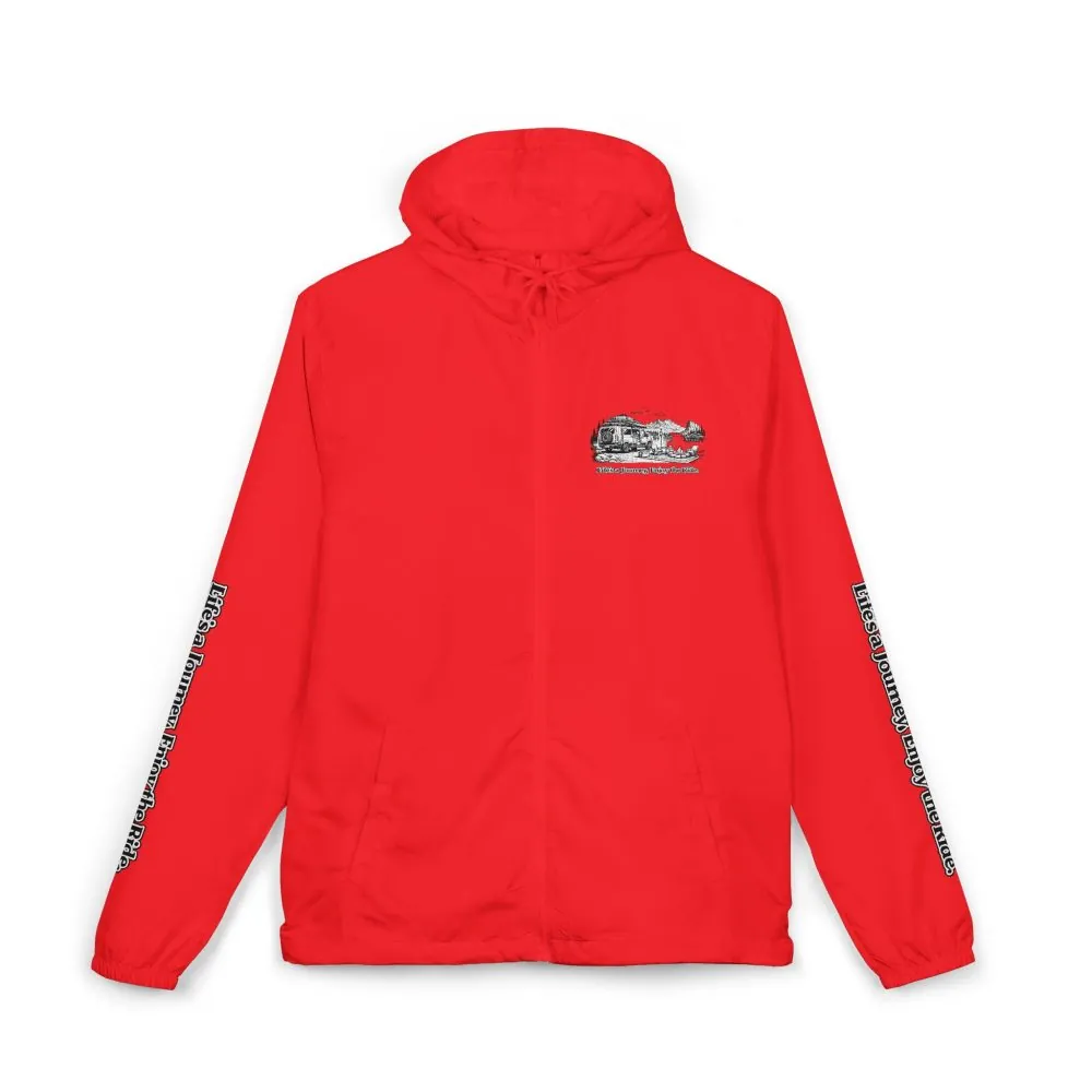 Unisex Full-Zip Windbreaker Jacket — "Lifes A Journey" (Design "Minimal-Line")